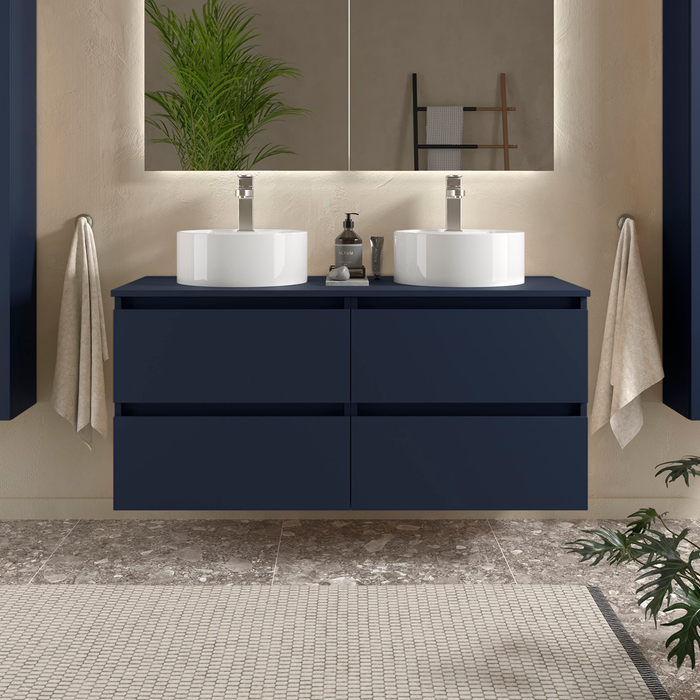 SALGAR BEQUIA Mueble de Baño con Tapa Encimera 4 Cajones Color Azul Mate