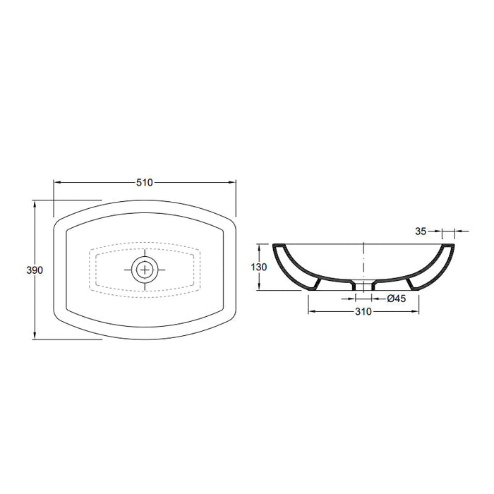 VALADARES 40350002C ONE Lavabo Bold Sobre Encimera 50 Blanco
