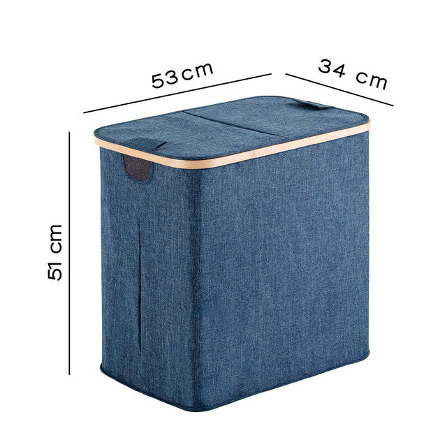 GEDY 13380500300 YOSHI Cesto Ropa 87 Litros Azul-Natural