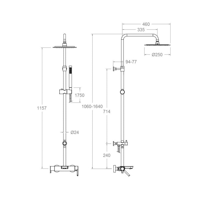 RAMONSOLER 335502RM250 DRAKO Grifo Monomando Columna Bañera Telescópica Cromo