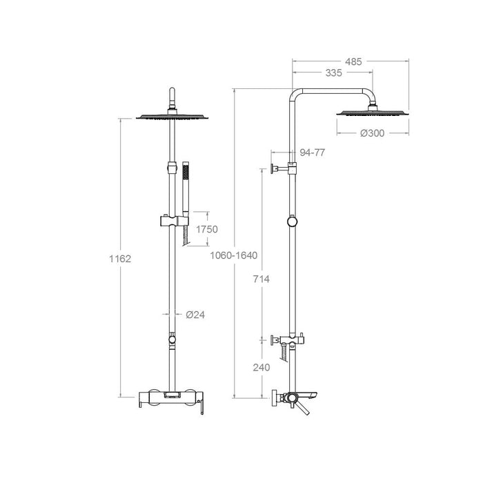 RAMONSOLER 335502RP300 DRAKO Grifo Monomando Columna Bañera Telescópica Cromo