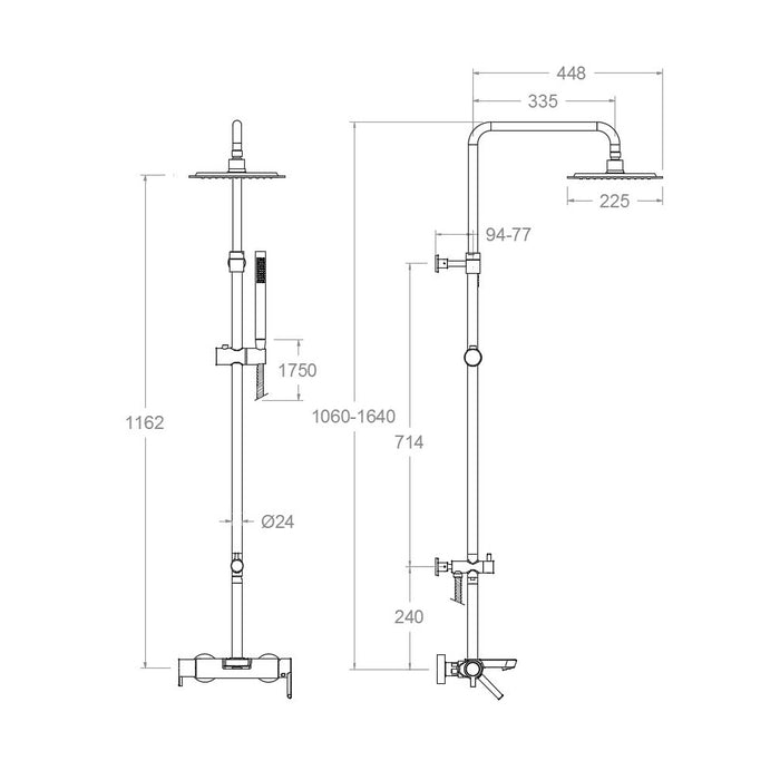 RAMONSOLER 335502RPK225 DRAKO Grifo Monomando Columna Bañera Telescópica Cromo