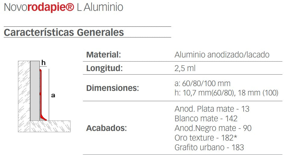 EMAC NOVORODAPIE L Aluminio Plata Mate-13 2,5 metros