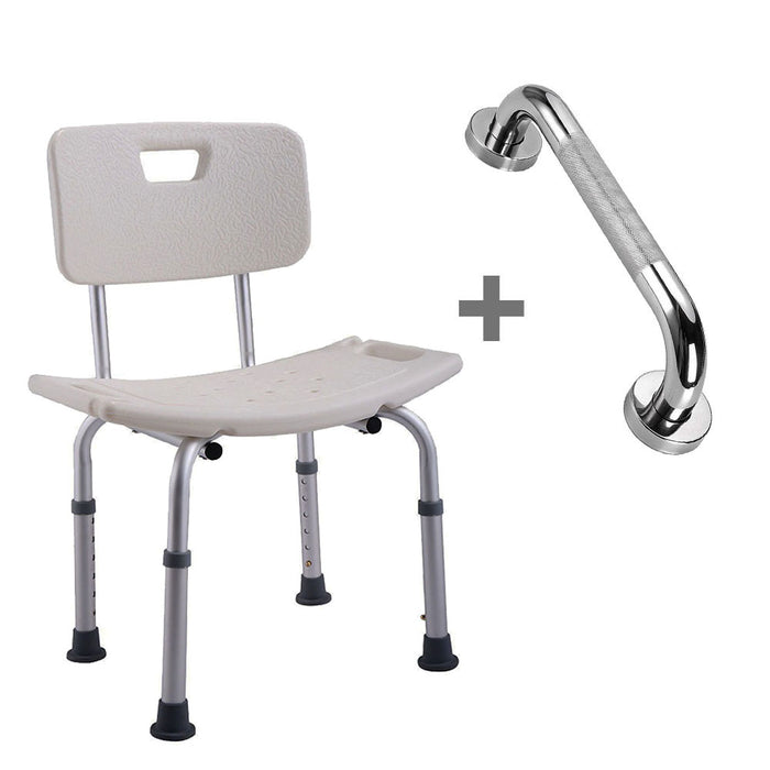 LLAVISAN 830064 Pack Silla De Ducha Cuadrada + Asa Antideslizante 30 Cm