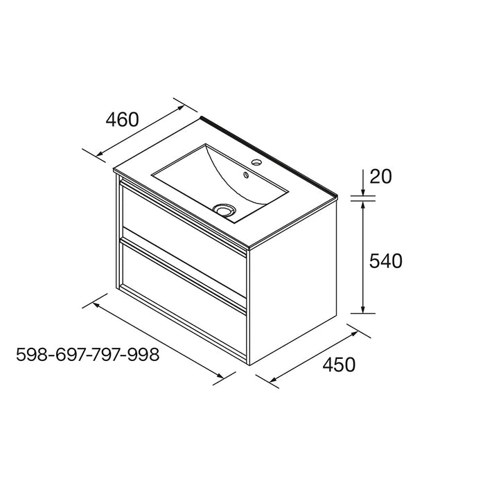 SALGAR ATTILA Mueble de Baño con Lavabo 2 Cajones Color Roble África