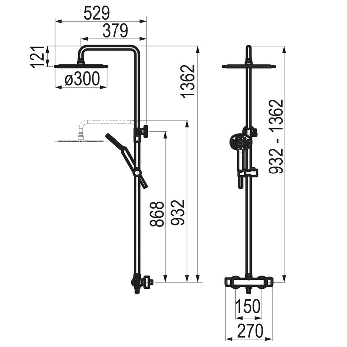 PRESTO 50059501 Pysa lux columna ducha termostática Negro