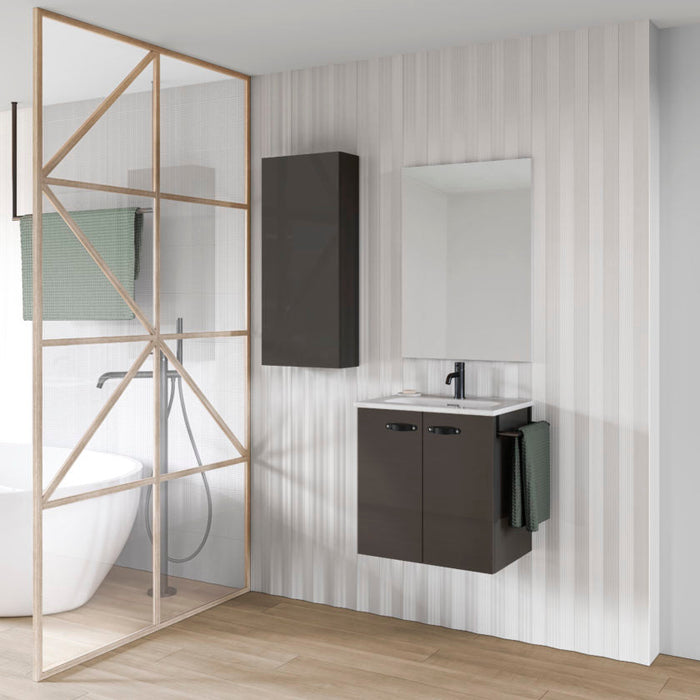 AMIZUVA 127012 ANEKO Conjunto Mueble Mini Antracita Brillo