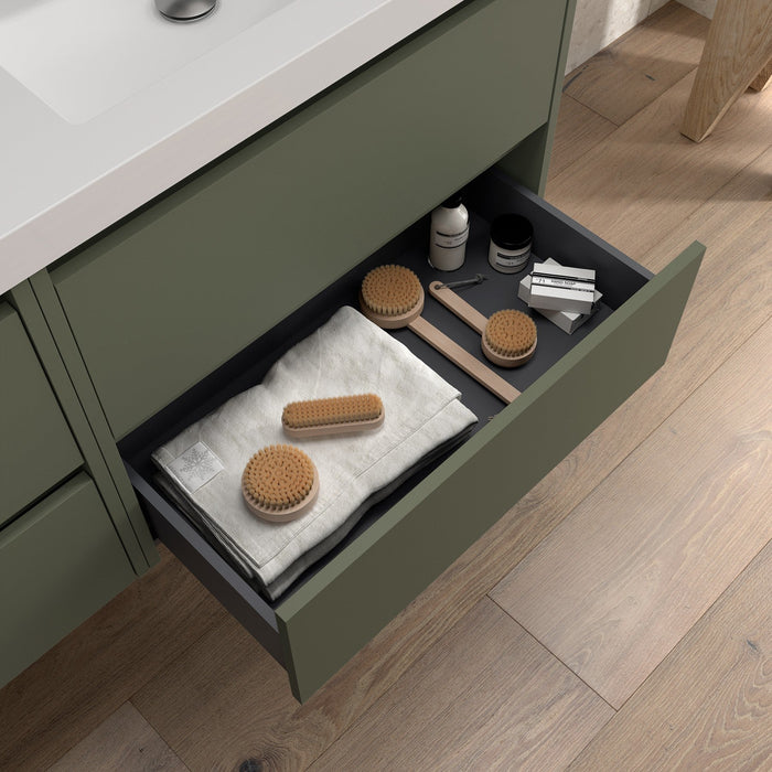 SALGAR 105520 NOJA Mueble de Baño con Tapa Encimera 4 Cajones 120 cm Color Verde Mate