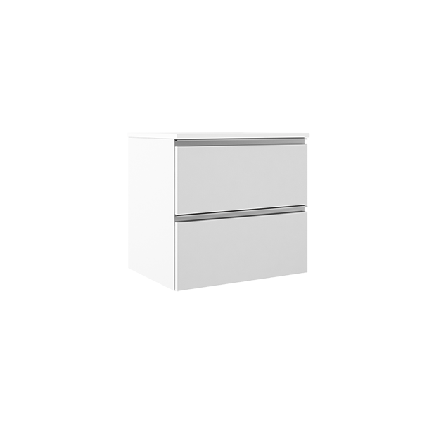 VISOBATH GRANADA Mueble de Baño con Lavabo Suspendido 2 Cajones Color Blanco Ada Mate Tirador Aluminio