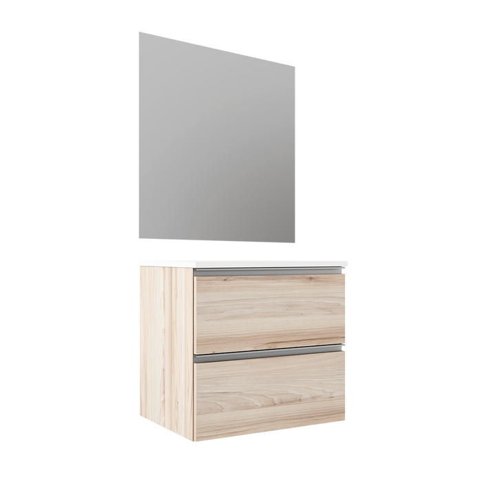 VISOBATH GRANADA Conjunto Completo Mueble de Baño Suspendido 2 Cajones Color Aliso Tirador Aluminio