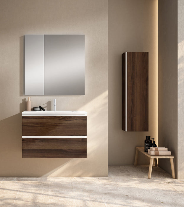 VISOBATH GRANADA Conjunto Completo Mueble de Baño Suspendido 2 Cajones Color Valenti Tirador Blanco