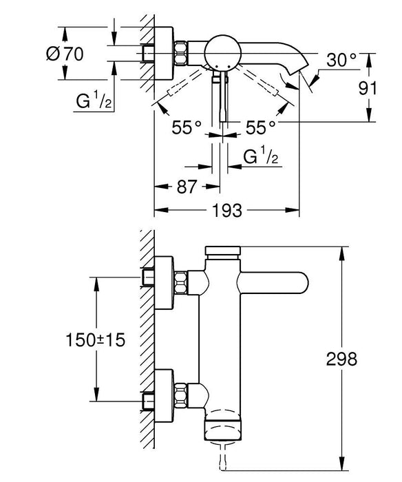 GROHE 25 250 GN1 ESSENCE Monomando Baño/Ducha Oro Cepillado