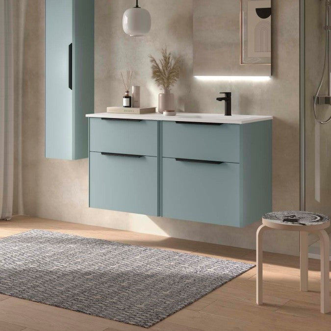 SALGAR 119776 LUVA Mueble+Lavabo 120 Con Encimera Izquierda Aqua Tirador Negro