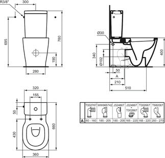 IDEAL STANDARD E797101 CONNECT SPACE Cisterna Completa Alimentación Lateral