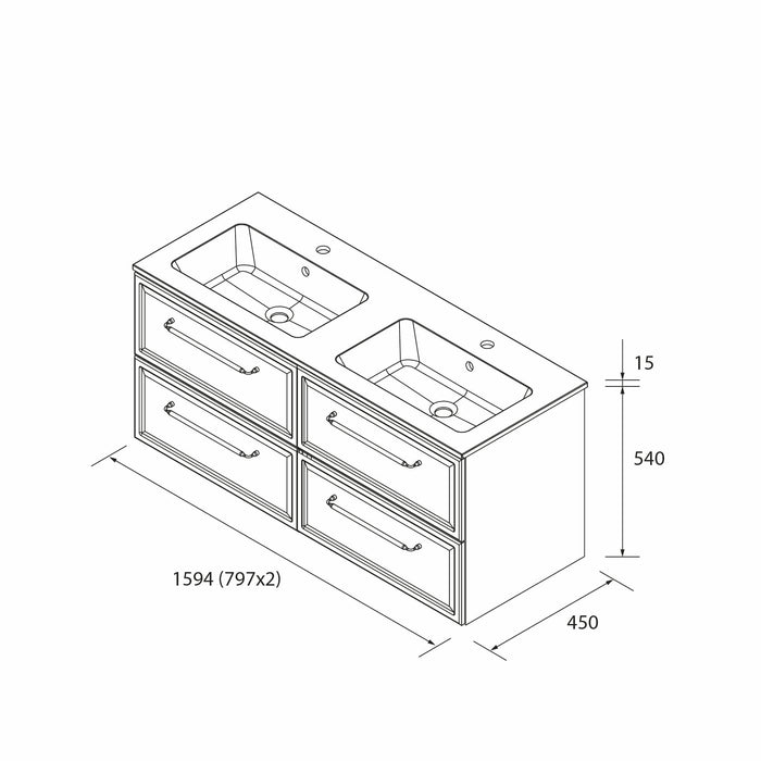 SALGAR 121807 RUNA Mueble+Lavabo VILNA 160cm Roble