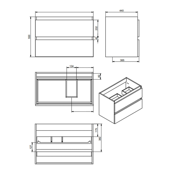 VISOBATH BOX Conjunto Mueble de Baño Derecha 2C+1P Suspendido Blanco Nieve Brillo