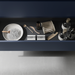 SALGAR BEQUIA Mueble de Baño con Lavabo 2 Cajones 2 Huecos Izquierda Azul Mate Roble