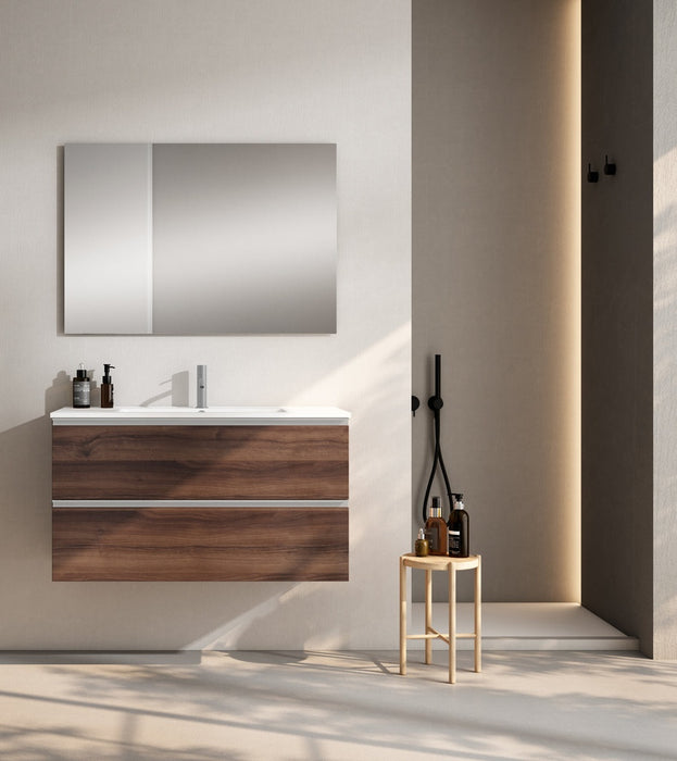 VISOBATH GRANADA Conjunto Completo Mueble de Baño Suspendido 2 Cajones Color Valenti Tirador Aluminio