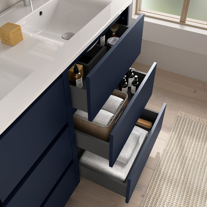 SALGAR 106289 NOJA Mueble de Baño con Lavabo 6 Cajones 120 cm Color Azul Mate