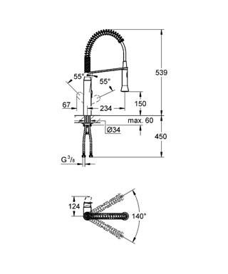 GROHE K7 31 379 000 Monomando Fregadero Profesional