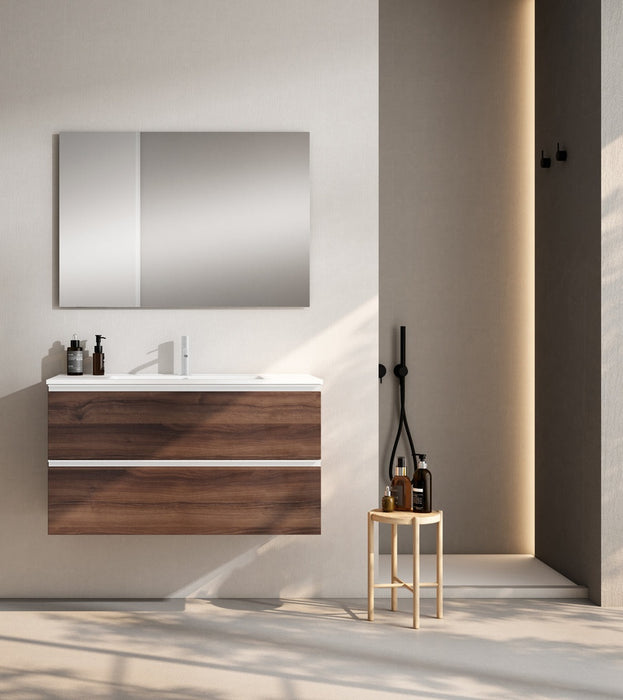 VISOBATH GRANADA Conjunto Completo Mueble de Baño Suspendido 2 Cajones Color Valenti Tirador Blanco