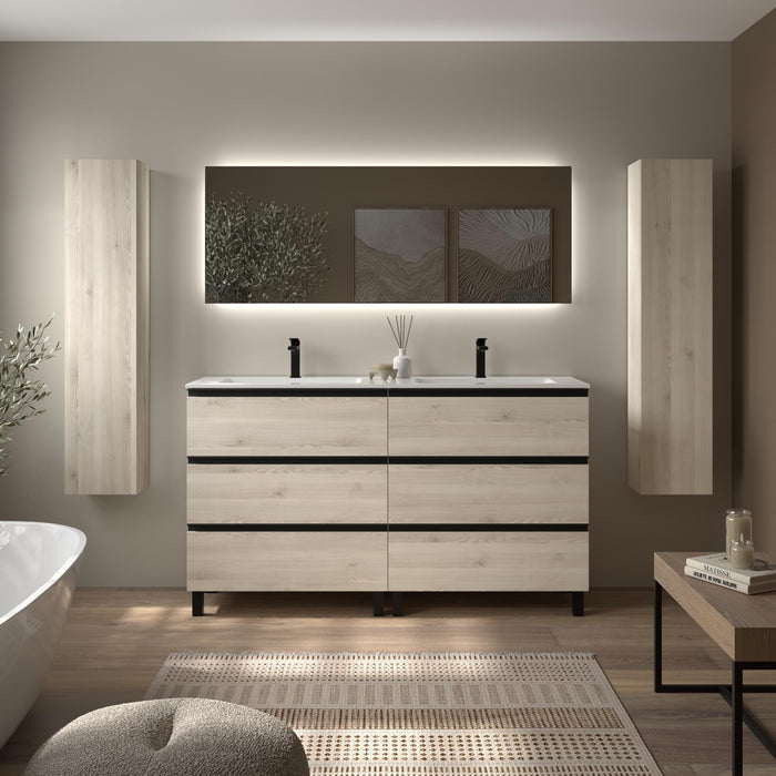 SALGAR BEQUIA METAL Mueble 3C Lavabo Vilna 160 cm Natural
