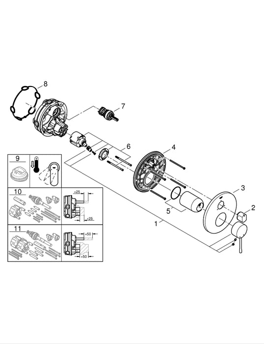 GROHE 26 977 001 TEMPESTA System 250 Cube Sistema de ducha con inversor Cromo