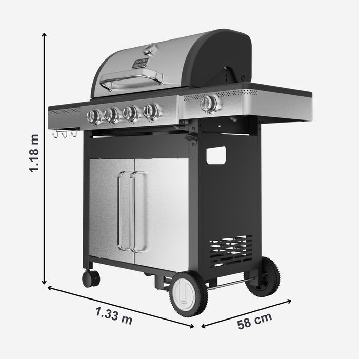 BLACK + DECKER BXOG16550E Barbacoa 4 Quemadores+1