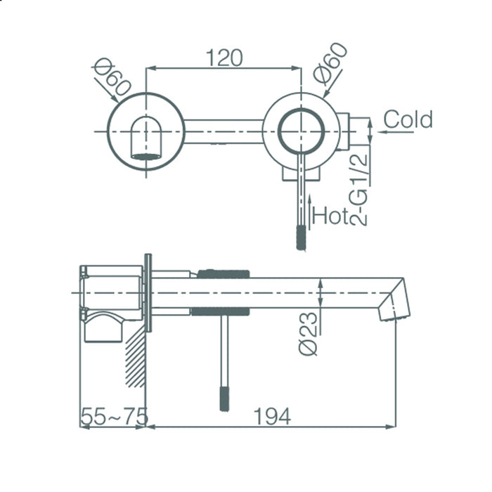 IMEX GLD038/ORC LINE Monomando Empotrado Lavabo Oro Rosa Cepillado