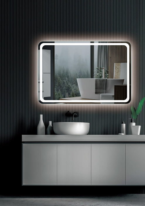 LEDIMEX AUST012/120 AUSTRIA Espejo LED Cuadrado Canto Redondeado Luz Frontal Cromo 120x80 cm