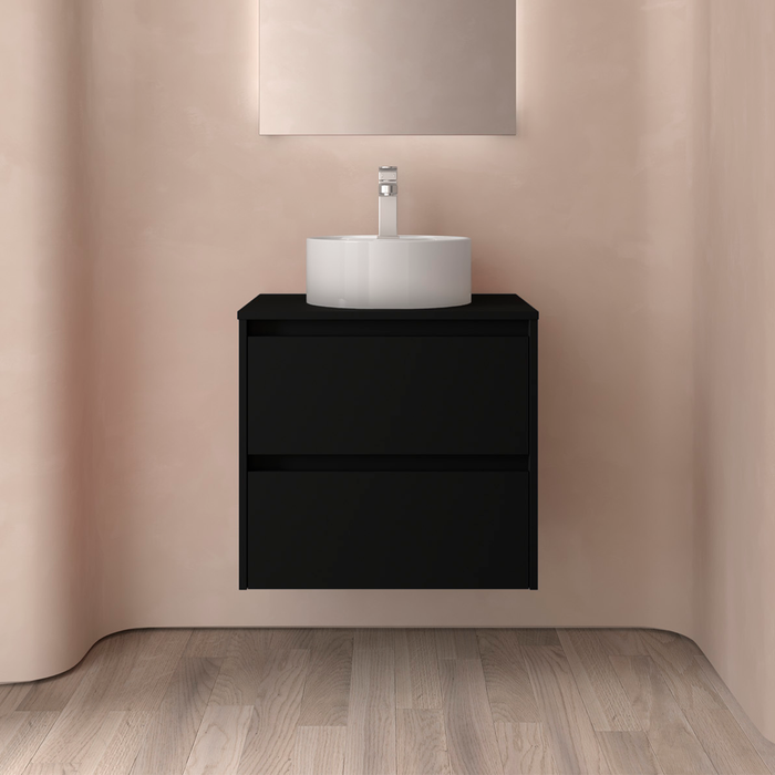 SALGAR NOJA Mueble de Baño con Tapa Encimera 2 Cajones Color Negro Mate