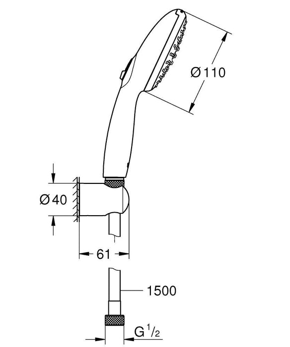 GROHE 27 803 30E TEMPESTA 110 Conjunto Ducha con Soporte Cromo
