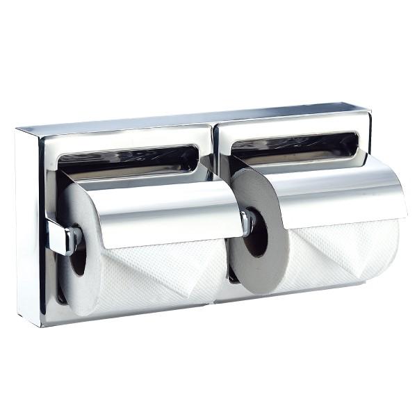 MEDICLINICS AI0320C Portarollos doble con tapa Acero Brillo