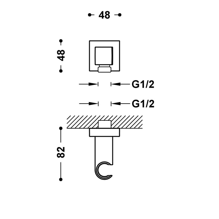 TRES 20218221NM Soporte Fijo Con Toma De Agua Negro Mate