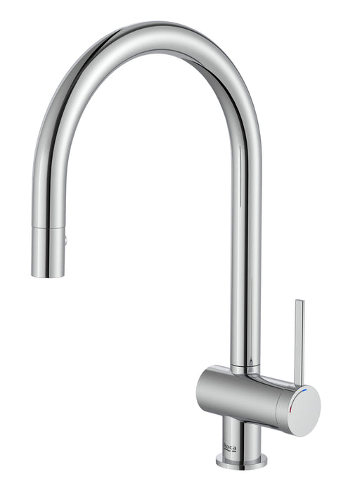 ROCA A5A811FC00 ONA Grifo Monomando Cocina con Caño Extraíble Giratorio y Función Ducha para Aclarado Cromo