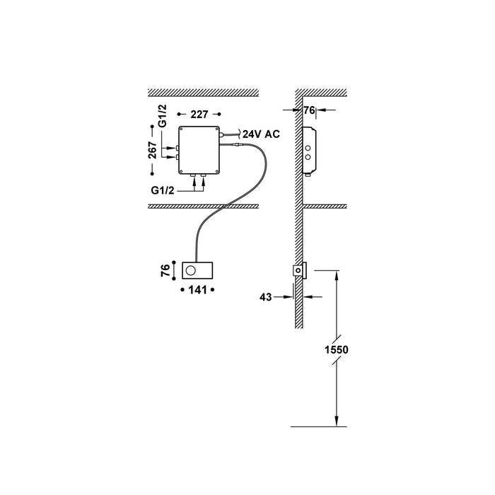 TRES 49286299 SHOWER TECHNOLOGY Control Termostático Electrónico Empotrado De 2 Vías Shower Technology Blue Edition Blanco