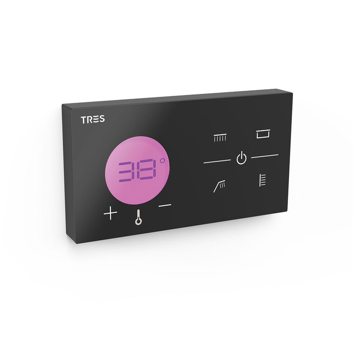 TRES 49288499 SHOWER TECHNOLOGY Control Termostático Electrónico Empotrado De 4 Vías Shower Technology Blue Edition Color Negro