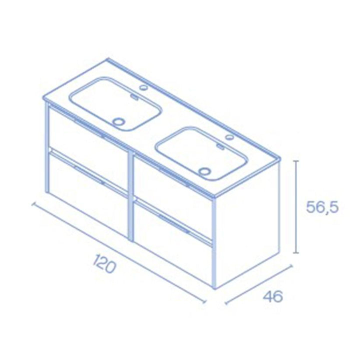 AMIZUVA C0073819 SUKI Mueble de Baño con Lavabo 4 Cajones 120 cm Antracita Brillo