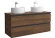 SALGAR 115957 BEQUIA METAL Mueble de Baño 2 pozas Porcelana 120cm Nogal