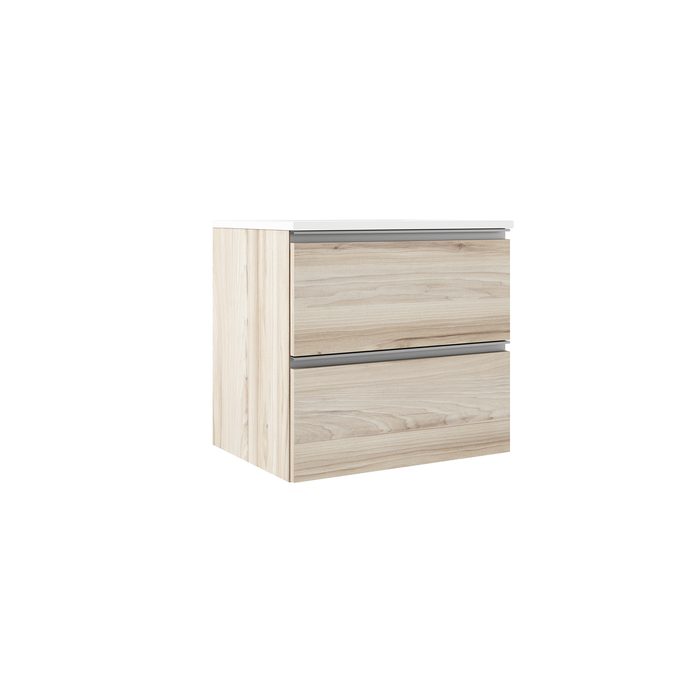 VISOBATH GRANADA Mueble de Baño con Lavabo Suspendido 2 Cajones Color Aliso Tirador Aluminio