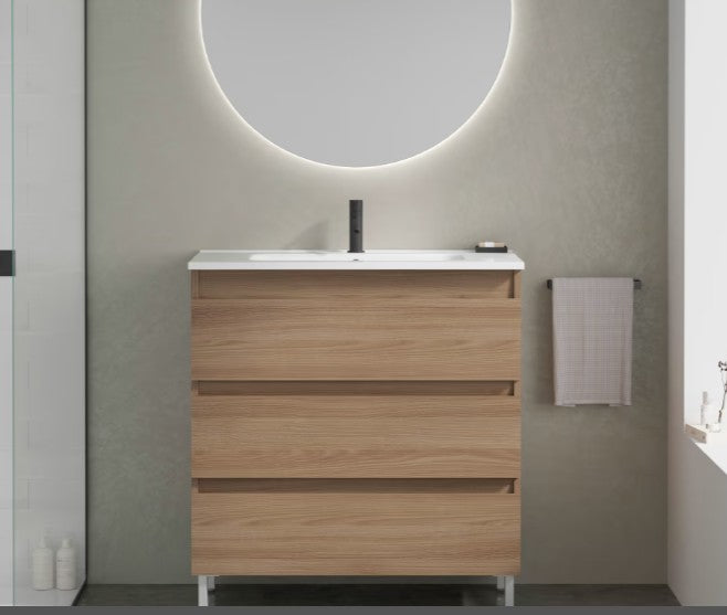 BATHME KENIA Mueble+Lavabo A Suelo 3 Cajones Nogal Arenado