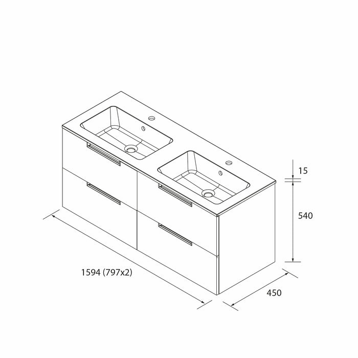 SALGAR 121991 LENI Mueble+Lavabo VILNA 160cm Nogal