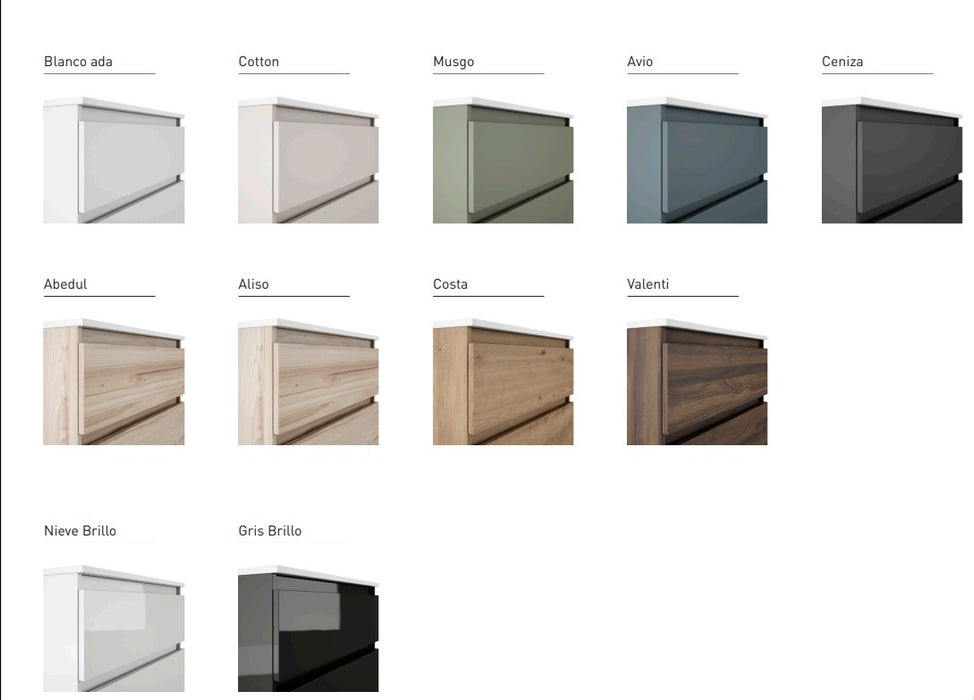 VISOBATH BOX Mueble Fondo Reducido 3 Cajones Color Blanco Ada