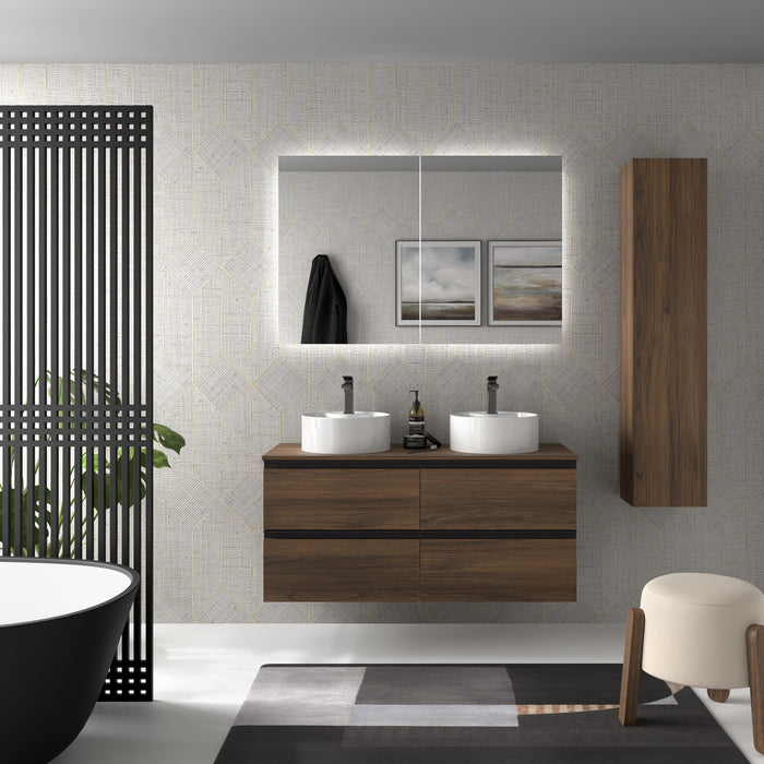 SALGAR 115979 BEQUIA METAL Mueble de Baño 140cm Nogal