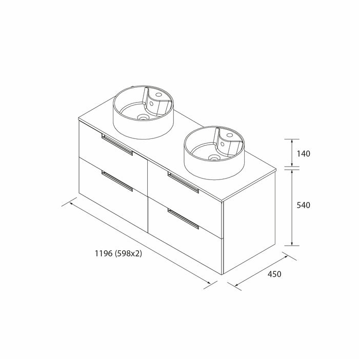 SALGAR 122011 LENI Mueble+Lavabo LISBOA 2 Senos 120cm Nogal