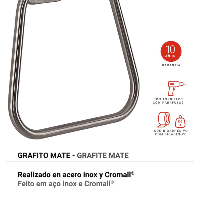 GEDY TO708100100 TONGA Toallero Aro Gun Metal