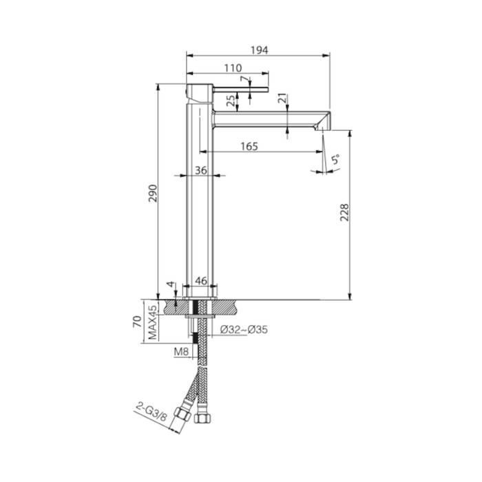 IMEX BDT064-3BGM TOSCANA-AREZZO Monomando Lavabo Alto Black Gun Metal
