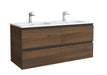 SALGAR 115927 BEQUIA METAL Mueble de Baño 2 pozas Porcelana 120cm Nogal