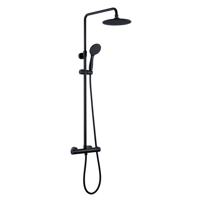 LLAVISAN 830084 Pack Columna Termostática Round Negra + Portagel Colgar Negro