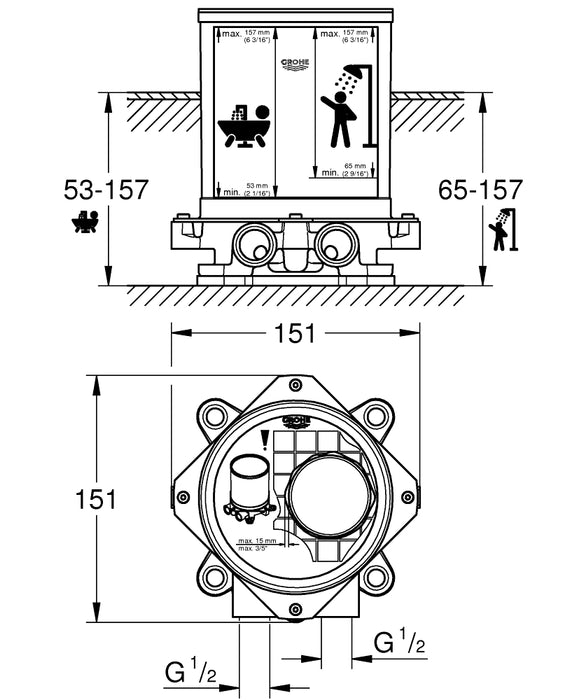 GROHE 45 984 001 Base Empotramiento Para Grifería A Suelo